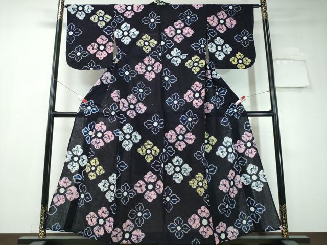 平和屋着物∴夏物 浴衣 有松鳴海絞り 舞花文 綿 逸品 CAAW1085ng