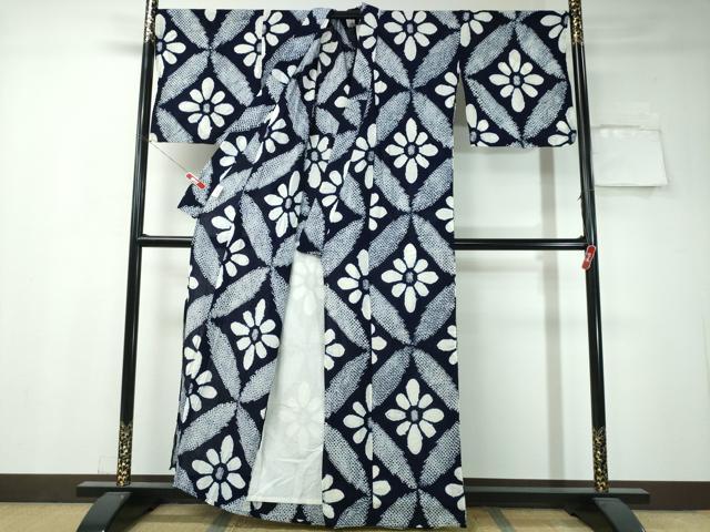 平和屋着物∴夏物　浴衣　有松鳴海絞り　七宝菊菱文　綿　逸品　CAAW1086ng
