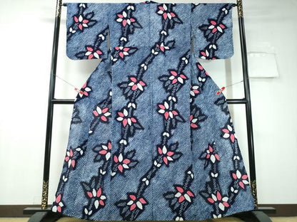 平和屋着物∴夏物 浴衣 有松鳴海絞り 枝花文 綿 逸品 CAAW1087ng