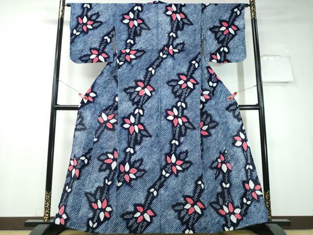 平和屋着物∴夏物 浴衣 有松鳴海絞り 枝花文 綿 逸品 CAAW1087ng