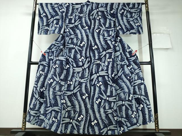 平和屋着物∴夏物 浴衣 有松鳴海絞り 蜻蛉 トンボ 流水文 綿 逸品 CAAW1096ng