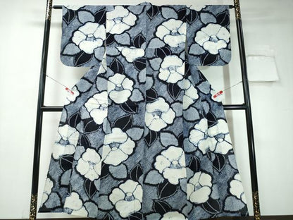 平和屋着物∴夏物 浴衣 有松鳴海絞り 椿 綿 逸品 未使用 CAAW1098ng