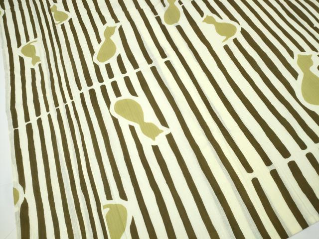 平和屋着物∴夏物 浴衣 縦綿絽 猫 竹縞 綿 逸品 CAAW1106ng