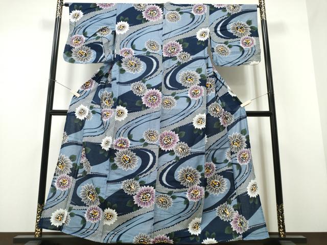 平和屋着物∴夏物 浴衣 綿紅梅 流水舞花文 綿 逸品 CAAW1109ng
