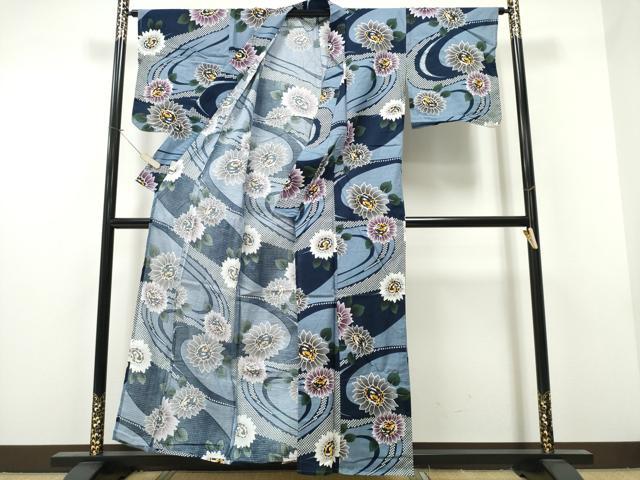 平和屋着物∴夏物 浴衣 綿紅梅 流水舞花文 綿 逸品 CAAW1109ng
