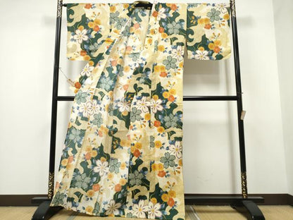 平和屋着物∴夏物 浴衣 綿紅梅 立波舞桜 綿 逸品 CAAW1110ng