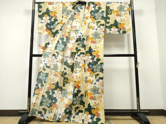 平和屋着物∴夏物 浴衣 綿紅梅 立波舞桜 綿 逸品 CAAW1110ng