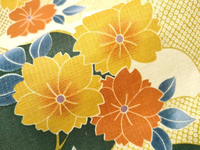 平和屋着物∴夏物 浴衣 綿紅梅 立波舞桜 綿 逸品 CAAW1110ng