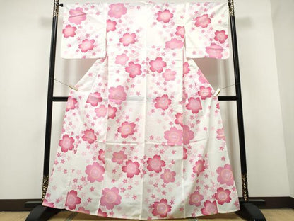 平和屋着物∴夏物 浴衣 綿紅梅 舞桜 綿 逸品 CAAW1111ng