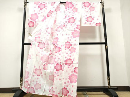 平和屋着物∴夏物 浴衣 綿紅梅 舞桜 綿 逸品 CAAW1111ng