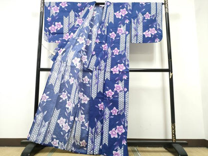 平和屋着物∴夏物 浴衣 綿紅梅 草花文 逸品 CAAW1112ng