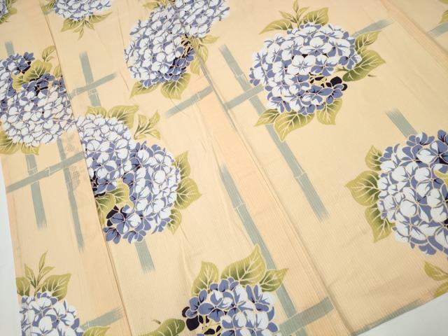 平和屋着物∴夏物 浴衣 綿紅梅 竹縞 紫陽花 逸品 CAAW1113ng