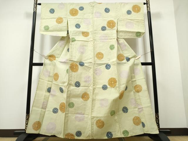 平和屋着物∴夏物 浴衣 綿紅梅 捻じ菊文 綿 逸品 CAAW1114ng