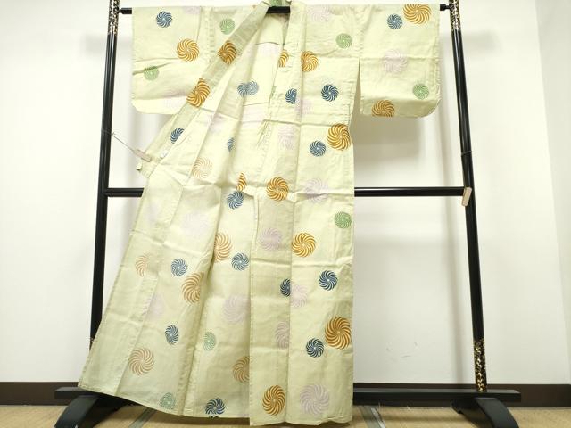 平和屋着物∴夏物 浴衣 綿紅梅 捻じ菊文 綿 逸品 CAAW1114ng