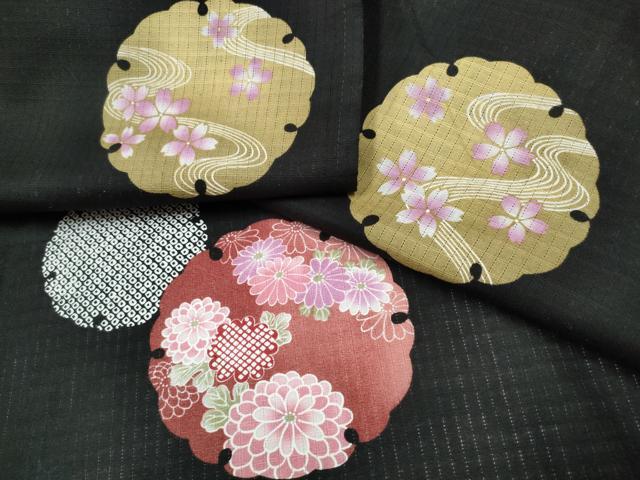 平和屋着物∴夏物 浴衣 縦綿絽 雪輪花文 黒地 綿 逸品 CAAW1117ng