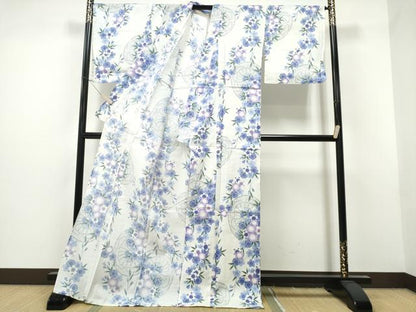 平和屋着物∴夏物 浴衣 綿紅梅 枝垂れ花文 綿 逸品 CAAW1122ng