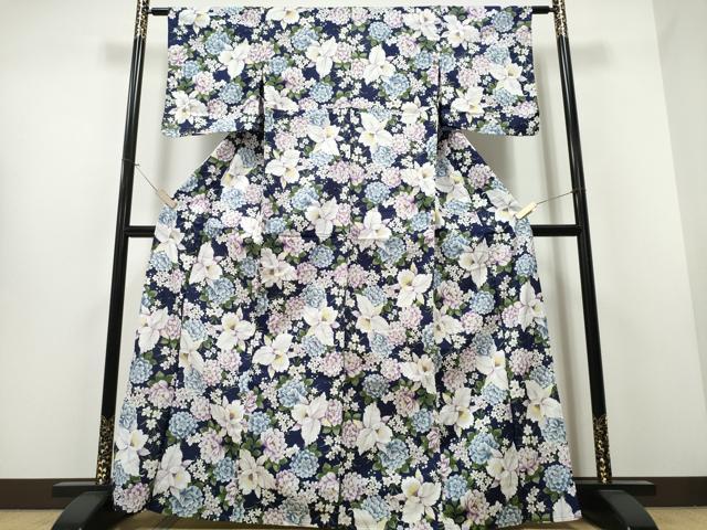 平和屋着物∴夏物 浴衣 草花尽くし 綿 逸品 CAAW1124ng