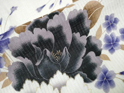 平和屋着物∴夏物 浴衣 縦綿絽 牡丹 金彩 綿 逸品 CAAW1125ng