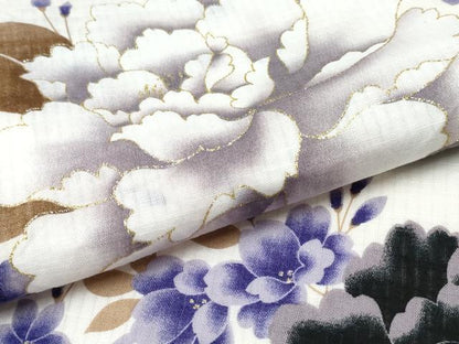 平和屋着物∴夏物 浴衣 縦綿絽 牡丹 金彩 綿 逸品 CAAW1125ng