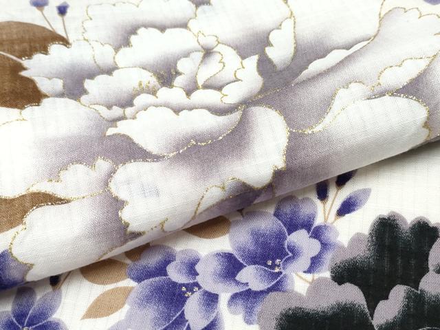 平和屋着物∴夏物 浴衣 縦綿絽 牡丹 金彩 綿 逸品 CAAW1125ng