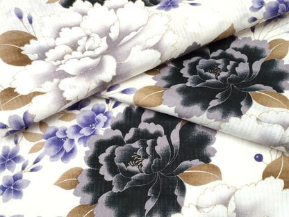 平和屋着物∴夏物 浴衣 縦綿絽 牡丹 金彩 綿 逸品 CAAW1125ng