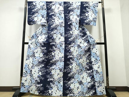 平和屋着物∴夏物 浴衣 百合 菊花文 ラメ 綿 逸品 CAAW1126ng