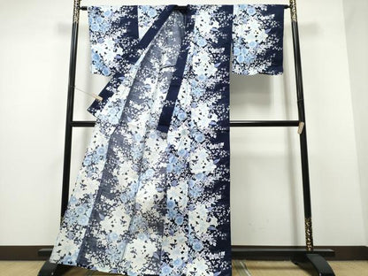 平和屋着物∴夏物 浴衣 百合 菊花文 ラメ 綿 逸品 CAAW1126ng