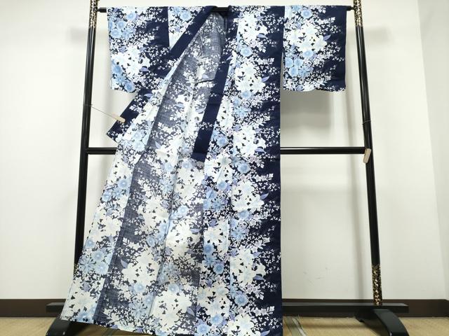 平和屋着物∴夏物 浴衣 百合 菊花文 ラメ 綿 逸品 CAAW1126ng