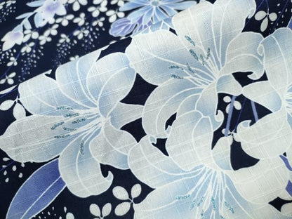 平和屋着物∴夏物 浴衣 百合 菊花文 ラメ 綿 逸品 CAAW1126ng
