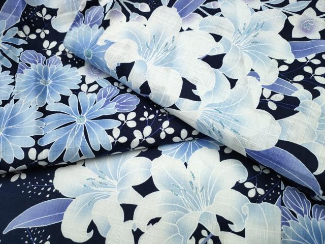 平和屋着物∴夏物 浴衣 百合 菊花文 ラメ 綿 逸品 CAAW1126ng