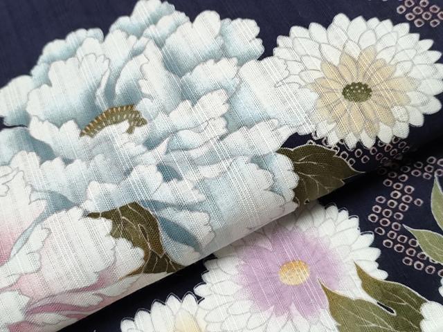 平和屋着物∴夏物 浴衣 牡丹 綿 逸品 CAAW1127ng