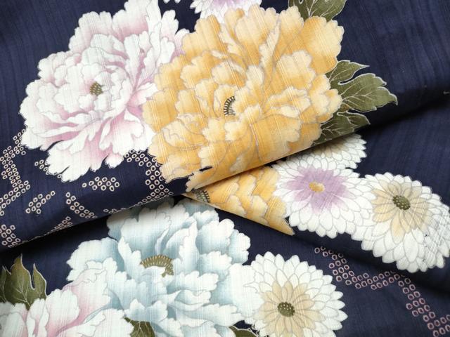 平和屋着物∴夏物 浴衣 牡丹 綿 逸品 CAAW1127ng
