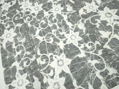 平和屋着物∴夏物　浴衣　型染め　花唐草文　綿　逸品　CAAW1128ng