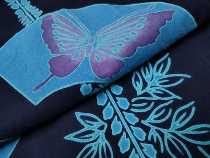 平和屋着物∴夏物 浴衣 枝葉間道 地紙舞蝶文 綿 逸品 CAAW1129ng