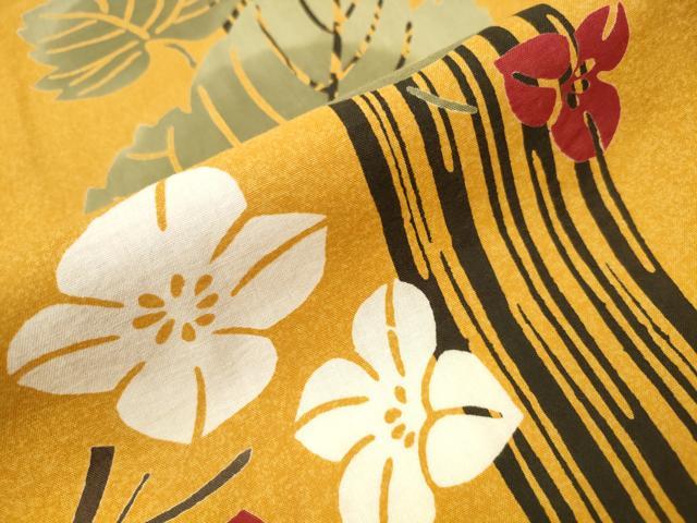 平和屋着物∴夏物 浴衣 竹縞 モンステラ花文 逸品 CAAW1130ng