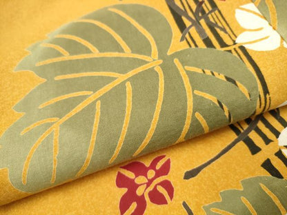 平和屋着物∴夏物 浴衣 竹縞 モンステラ花文 逸品 CAAW1130ng
