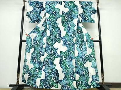 平和屋着物∴夏物　浴衣　有松鳴海絞り　舞花文　綿　逸品　CAAW1132ng