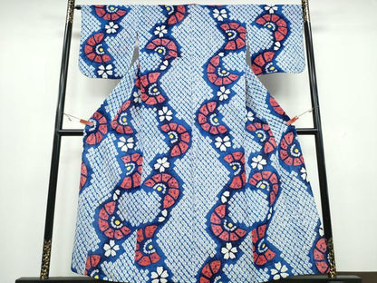 平和屋着物∴夏物 浴衣 有松鳴海絞り 舞花文 綿 逸品 CAAW1135ng