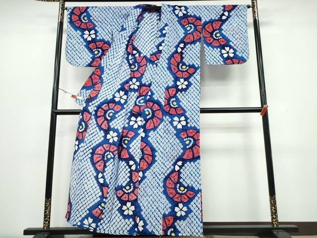 平和屋着物∴夏物 浴衣 有松鳴海絞り 舞花文 綿 逸品 CAAW1135ng