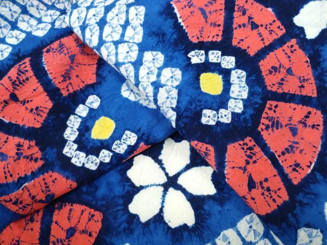 平和屋着物∴夏物 浴衣 有松鳴海絞り 舞花文 綿 逸品 CAAW1135ng