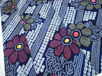 平和屋着物∴夏物 浴衣 有松鳴海絞り 斜線菊文 綿 逸品 未使用 CAAW1136ng