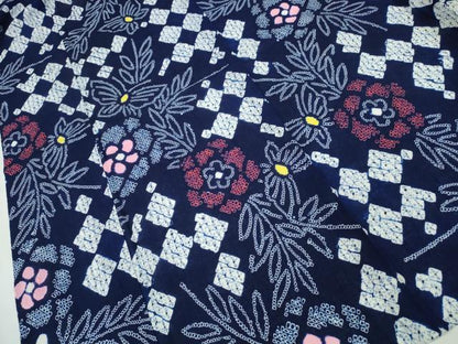 平和屋着物∴夏物 浴衣 有松鳴海絞り 枝花舞蝶文 綿 逸品 CAAW1138ng