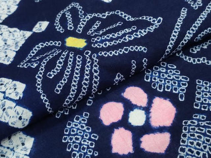 平和屋着物∴夏物 浴衣 有松鳴海絞り 枝花舞蝶文 綿 逸品 CAAW1138ng