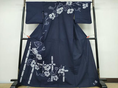 平和屋着物∴夏物 浴衣 訪問着 有松鳴海絞り 竹縞蔦の葉花文 綿 逸品 CAAW1139ng