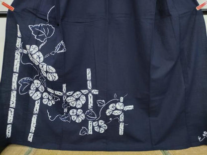 平和屋着物∴夏物 浴衣 訪問着 有松鳴海絞り 竹縞蔦の葉花文 綿 逸品 CAAW1139ng