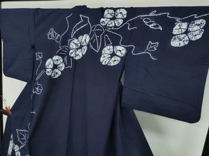 平和屋着物∴夏物 浴衣 訪問着 有松鳴海絞り 竹縞蔦の葉花文 綿 逸品 CAAW1139ng