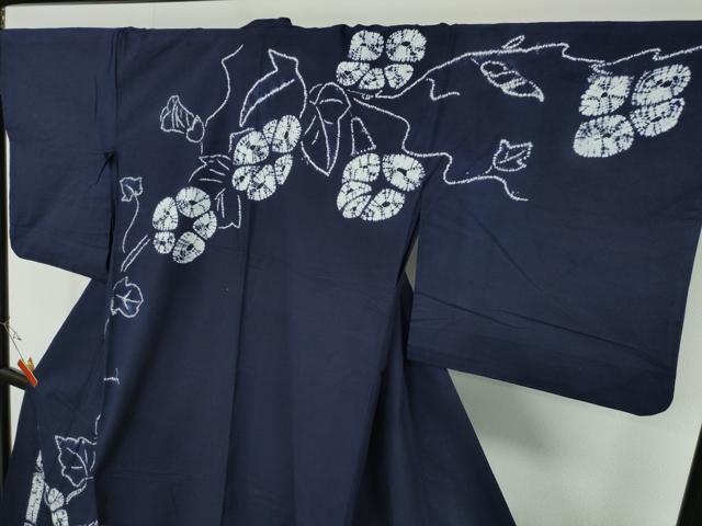 平和屋着物∴夏物 浴衣 訪問着 有松鳴海絞り 竹縞蔦の葉花文 綿 逸品 CAAW1139ng