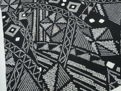 平和屋着物∴夏物　浴衣　有松鳴海絞り　幾何学文様　黒地　綿　逸品　CAAW1140ng