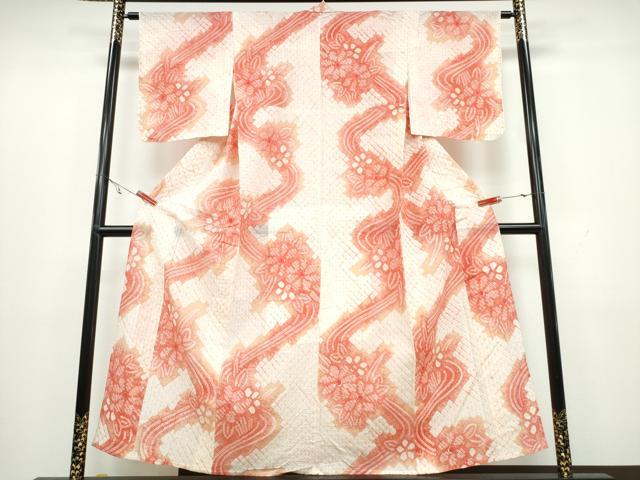 平和屋着物∴夏物 浴衣 有松鳴海絞り 流水舞花文 綿 逸品 CAAW1141ng