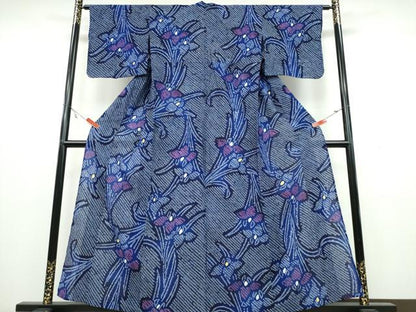 平和屋着物∴夏物 浴衣 有松鳴海絞り 杜若 綿 逸品 CAAW1142ng